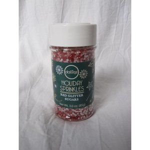 NEW Holiday Sprinkles RED Glitter Sugar Crystals by Dallies 3 oz jar Sparkles